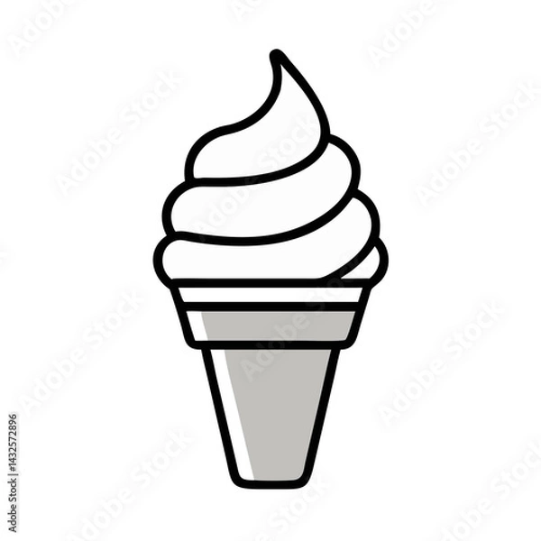 Fototapeta Minimalist white ice cream cone graphic on black