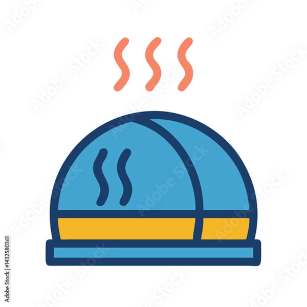 Fototapeta Steaming food under cloche service icon illustration vector