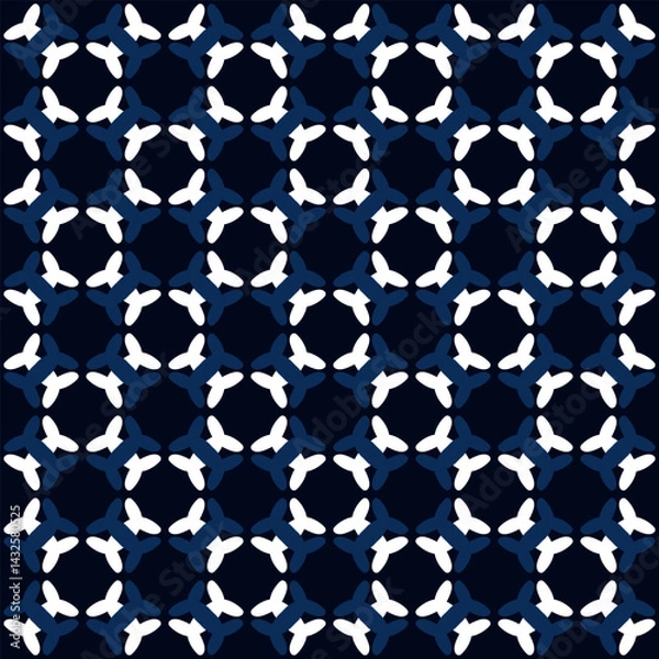 Obraz Simple geometric pattern abstract square shapes motif classic blue minimal background. Small diamond, circle elements modern fabric design textile swatch ladies dress, man's shirt allover print block.