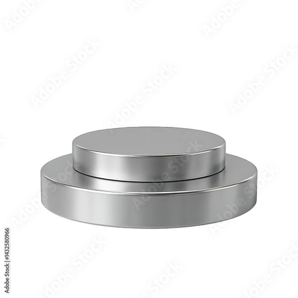 Fototapeta Two Tier Metallic Display Podium Isolated on Transparent Background, generative ai