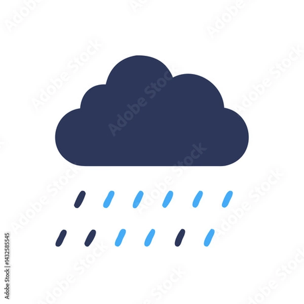 Fototapeta Rainy cloud icon symbol isolated on black background