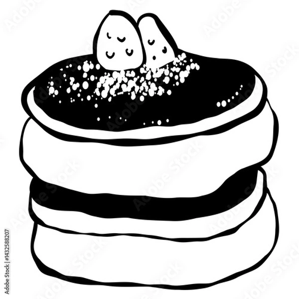 Fototapeta Hand drawn japanese pancake sketch illustration with artistic and natural design elements