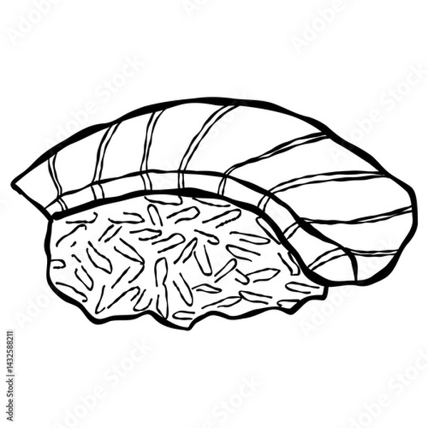 Fototapeta ​Hand drawn sushi sketch illustration with artistic and natural design elements