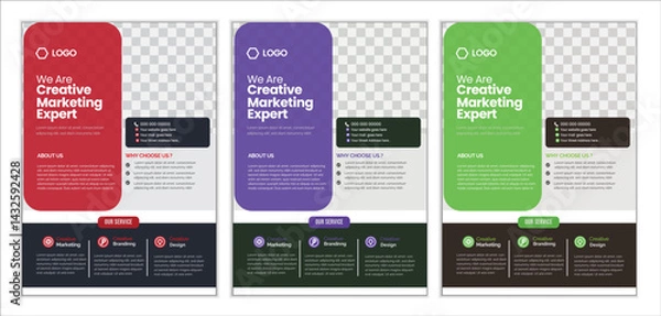 Fototapeta a bundle of 6 templates of a4 flyer modern template, in blue color, and modern design,marketing, business proposal, abstract business flyer, promotion, advertise, publication and editable vector templ