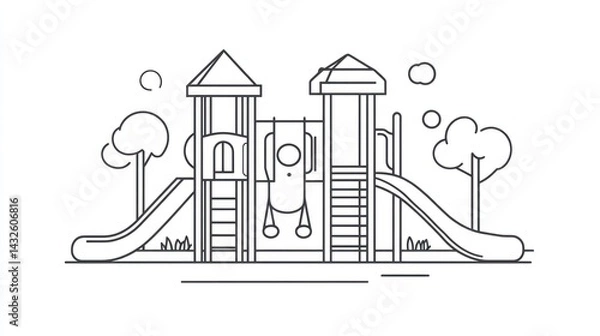 Obraz Kids playground with slides, swings, and climbing structures, sunny day