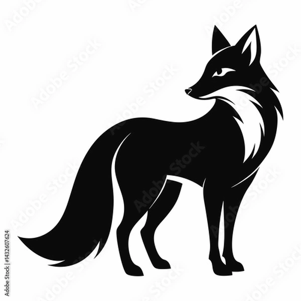 Obraz Black Fox Silhouette Vector