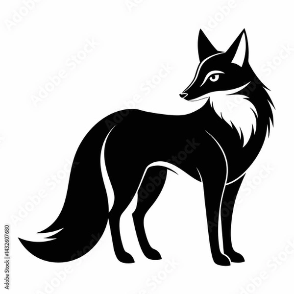 Obraz Black Fox Silhouette Vector