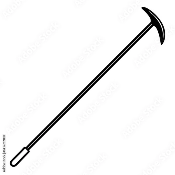 Fototapeta Vector silhouette of a crowbar with a curved end and a long handle
