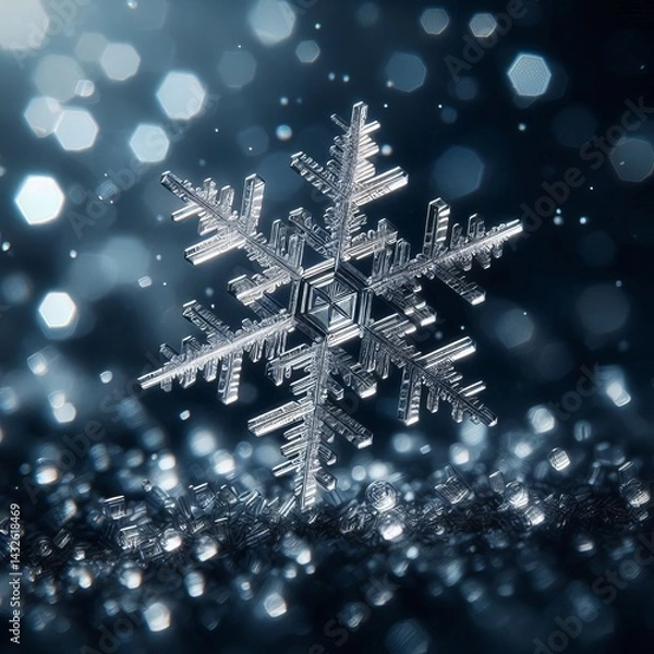 Fototapeta Snowflake Crystal Detail A single perfectly formed snowflake sno