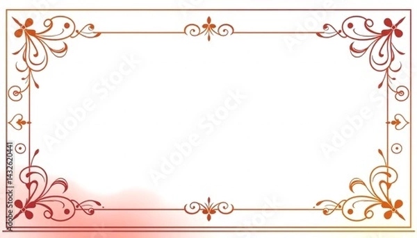 Obraz Ornate Decorative Border in Warm Tones. This image features a decorative border with intricate floral and scrollwork designs