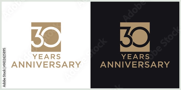 Fototapeta anniversary 30th logotype vector with brown and white color for special celebration day