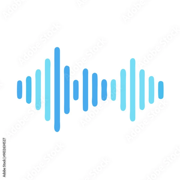 Fototapeta Blue audio sound wave on black background illustration