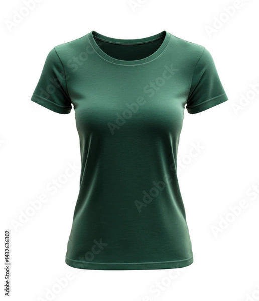Fototapeta Stylish green t-shirt for women fashion apparel casual look isolated on transparent background