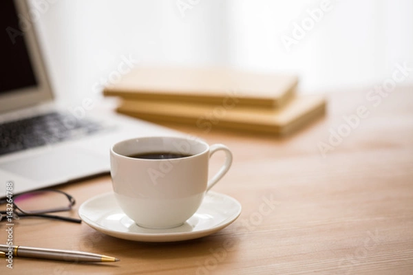 Obraz パソコン、コーヒー
