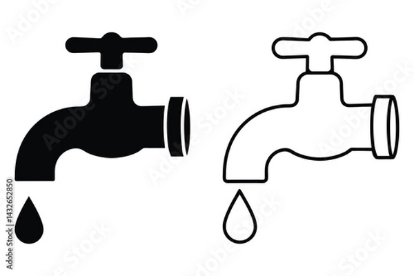 Fototapeta Water Tap Icon Vector Illustration.