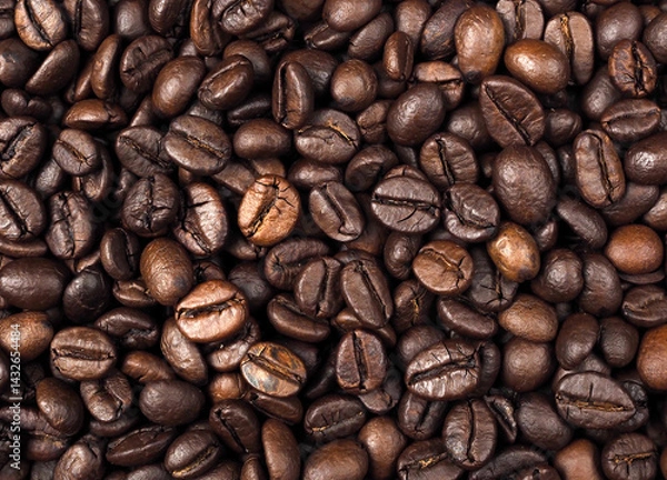 Fototapeta Roasted coffee beans texture used as a background