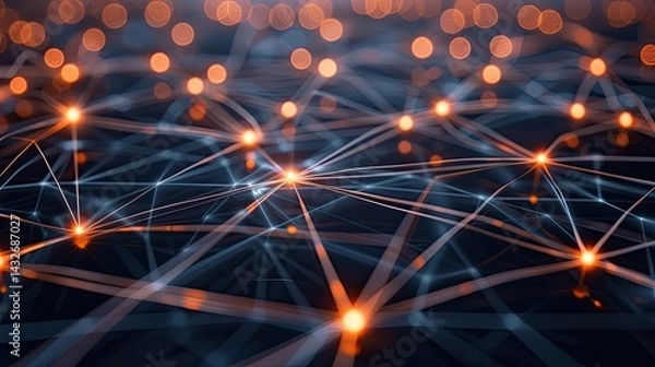 Obraz Network Connections , Abstract Technology Background , Global Network Technology And Data Exchange