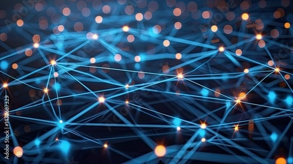 Obraz Network Connections , Abstract Technology Background , Global Network Technology And Data Exchange