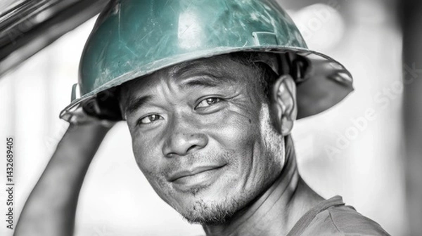 Fototapeta Hat worn by construction workers, sturdy and durable, safety priority.