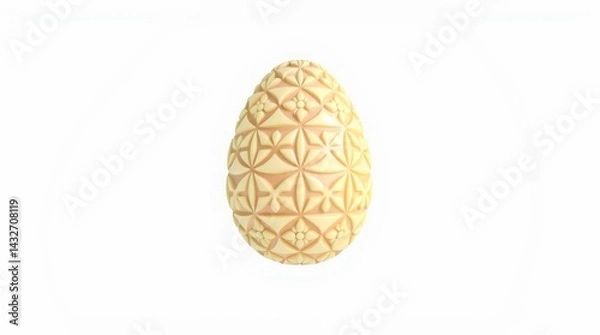 Fototapeta A chocolate egg hovers in the air on a white background. An elegant pattern and soft pastel shades emphasize modernity and sophistication. An atmosphere of purity and grace.