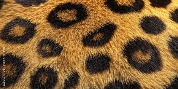 Obraz An ultra-detailed macro close-up of a leopards fur, focusing on the golden-yellow base with dark spots
