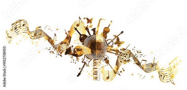Obraz Musical Instruments Background Vector Illustration