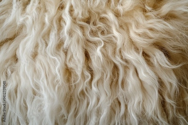 Fototapeta An ultra-detailed macro shot of a llama's woolly fur, showing the unique, soft, and fluffy texture