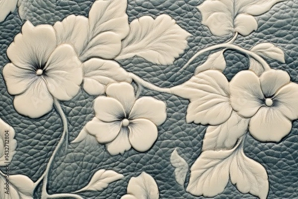 Fototapeta Intricate leatherwork design featuring delicate floral patterns.