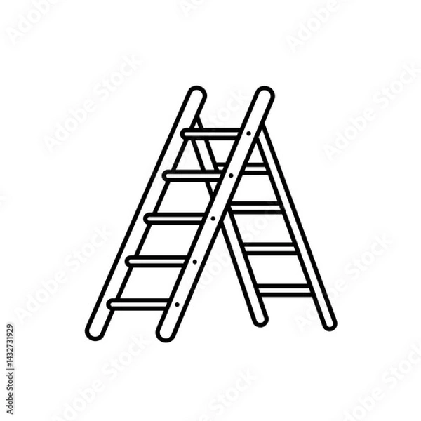 Fototapeta Step ladder icon in outline vector style