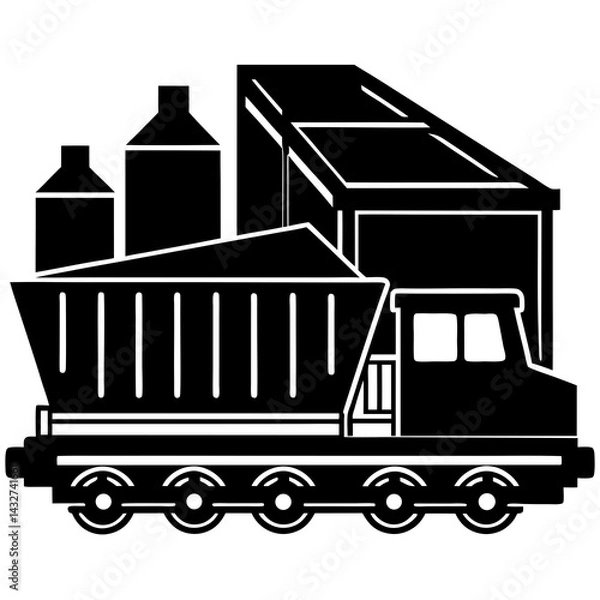 Obraz Silhouette of a train cart with cargo being loaded
