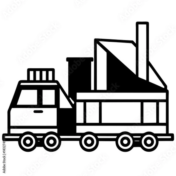 Obraz Silhouette of a train cart with cargo being loaded