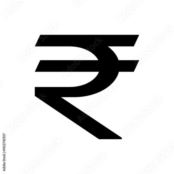 Obraz Illustration of the indian rupee symbol in bold black lines on a white background currency and finance icon