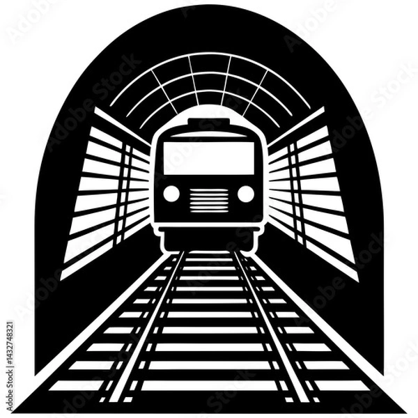 Obraz Silhouette of a train crossing through a tunnel, 