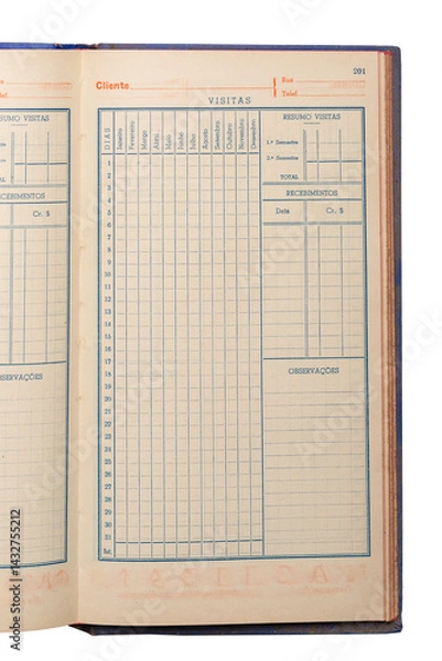 Obraz Vintage book page from scratch, grunge details, elements for graphic design, realistic photography png isolated on transparent background