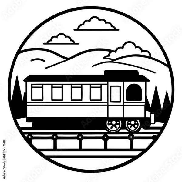 Obraz Silhouette of a vintage train with open windows