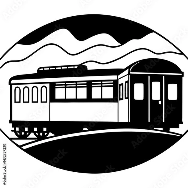 Obraz Silhouette of a vintage train with open windows