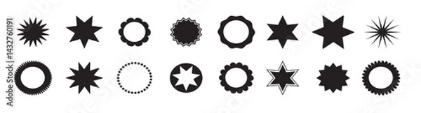 Fototapeta Brutalism shapes, minimalist geometric elements, abstract Bauhaus forms. Simple star and flower shape, basic form, trendy modern graphic element vector set.