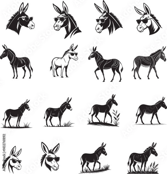 Obraz Mule animals silhouettes