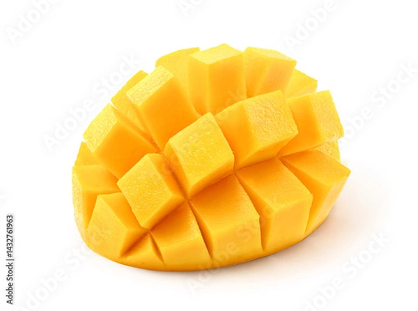 Obraz Ripe mango slice isolated on white background. Clipping path.