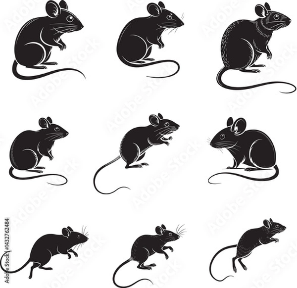 Fototapeta set of Mouse silhouettes