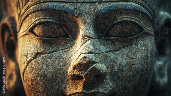 Fototapeta A face form made of ancient hieroglyphs, symbolizing lost civilizations.