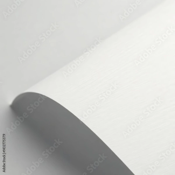 Fototapeta Close-up of pristine white paper with subtle sheen for design projects, texture, background