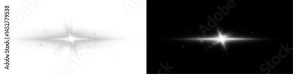 Obraz Sparkling light burst png with glow, flare, and glittering star effect. Transparent festive overlay with shiny rays, magic sunlight, and bright glowing explosion.