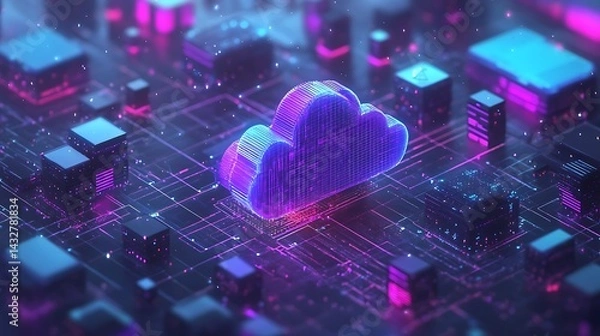 Fototapeta Diagram Depicting a Cloud-Native Microservices Architecture with Distributed Services and Scalable Cloud Computing Infrastructure