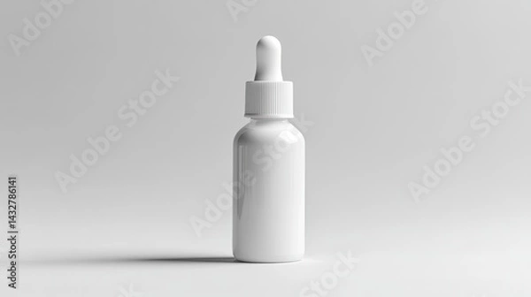 Obraz Minimalist white pump bottle on light background, perfect for skincare products and packaging display. 