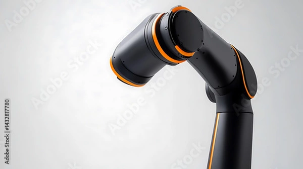 Fototapeta A sleek robotic arm with a futuristic matte finish, set against a clean white background, High-tech style