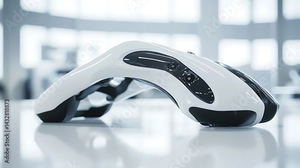 Obraz A sleek robotic gripper with a soft touch finish, designed for delicate tasks, set in a high-tech industrial setting