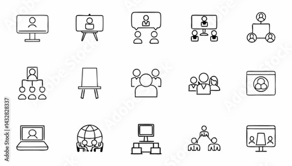 Fototapeta office-workspace-set-of-web-icons-in-line-style--o.eps