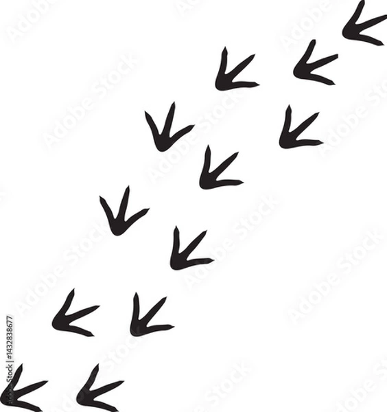 Obraz Simple chicken footprint in black on white background