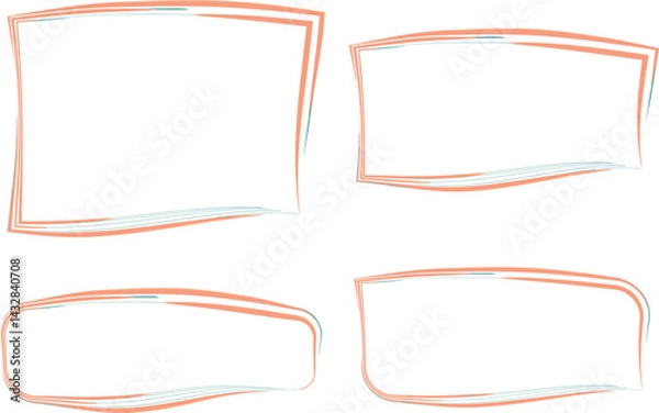 Fototapeta light coral peach color abstract geometrical line art curved frames set